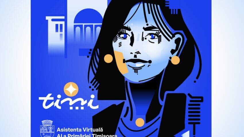 Ilustrație cu Timi, asistenta virtuală a Primăriei Timișoara
